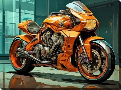 Картина маслом Мотоцикл в стиле арт №54