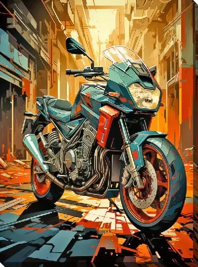 Картина маслом Мотоцикл в стиле арт №55