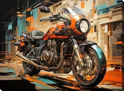 Картина маслом Мотоцикл в стиле арт №57
