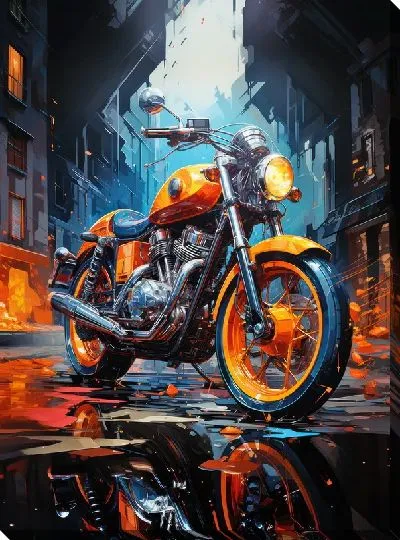 Картина маслом Мотоцикл в стиле арт №58