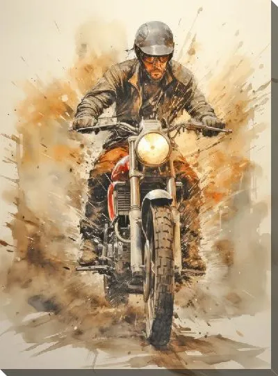 Картина маслом Гонка на мотоцикле в стиле арт №31