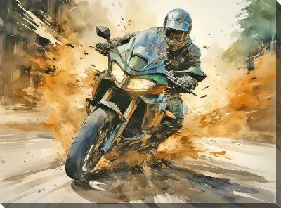 Картина маслом Гонка на мотоцикле в стиле арт №33