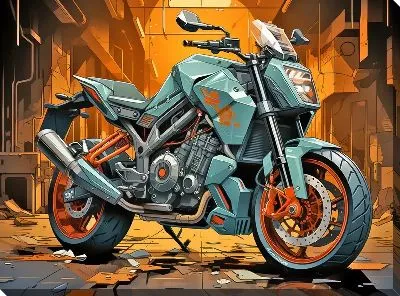 Картина маслом Мотоцикл в стиле арт №60
