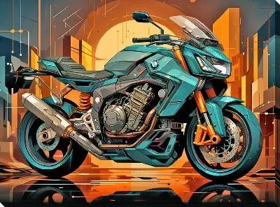 Картина маслом Мотоцикл в стиле арт №62