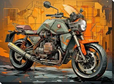 Картина маслом Мотоцикл в стиле арт №63