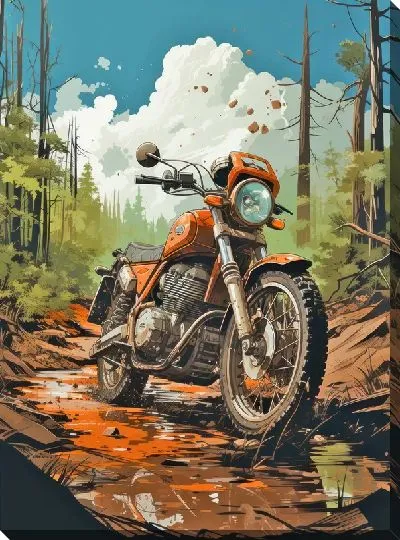 Картина маслом Мотоцикл в стиле арт №65