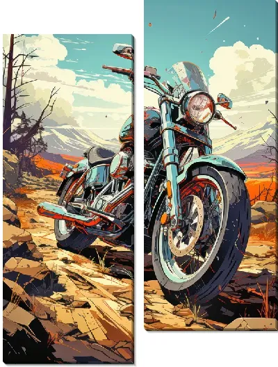 Модульная картина Мотоцикл в стиле арт №66