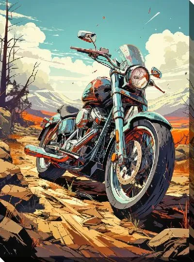 Картина маслом Мотоцикл в стиле арт №66