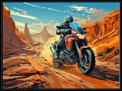 Картина Гонка на мотоцикле в стиле арт №41