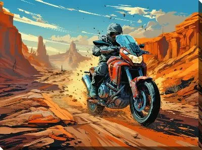 Картина маслом Гонка на мотоцикле в стиле арт №41