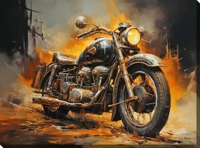 Картина маслом Мотоцикл в стиле арт №67