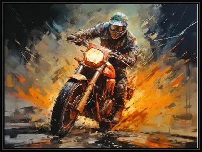 Картина Гонка на мотоцикле в стиле арт №46