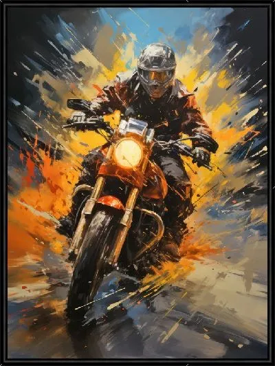 Картина Гонка на мотоцикле в стиле арт №48