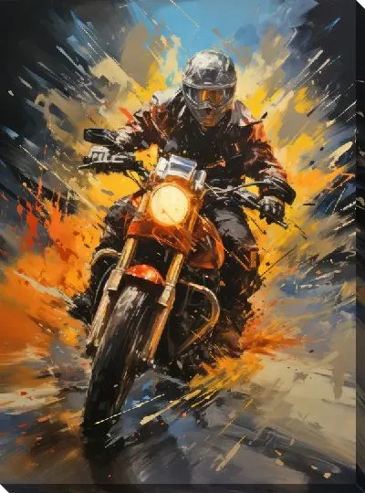 Постер Гонка на мотоцикле в стиле арт №48
