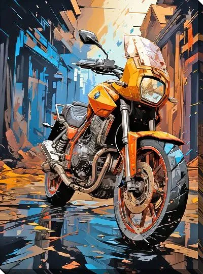 Картина маслом Мотоцикл в стиле арт №68