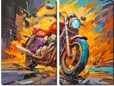 Модульная картина Мотоцикл в стиле арт №70