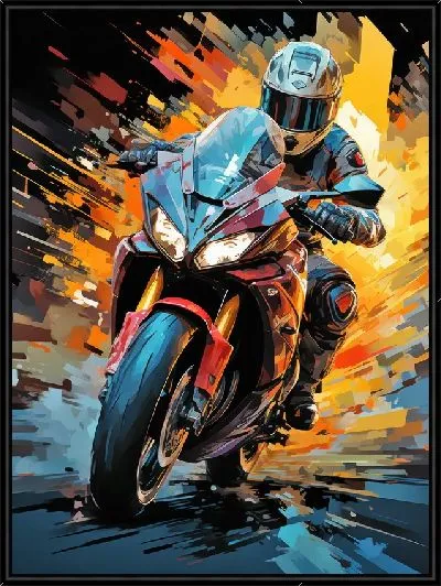 Картина Гонка на мотоцикле в стиле арт №57