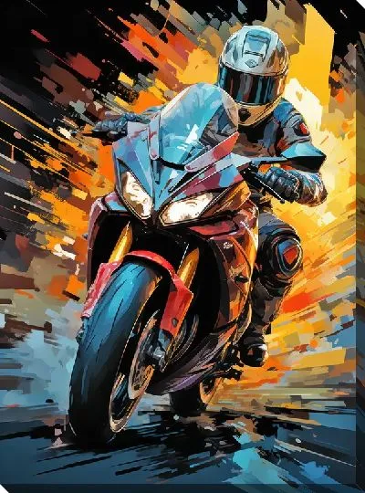Постер Гонка на мотоцикле в стиле арт №57