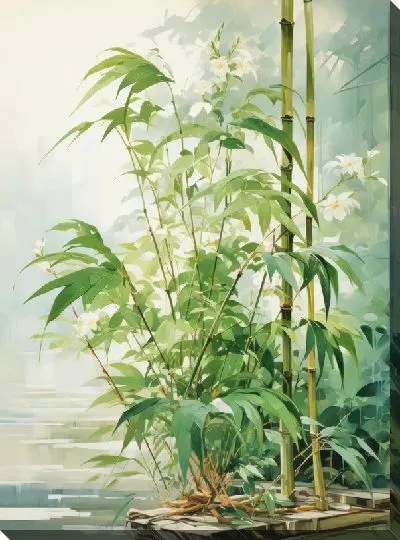 Картина маслом Бамбук в стиле арт №1