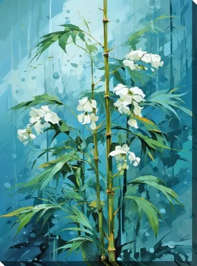 Картина маслом Бамбук в стиле арт №3