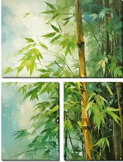Модульная картина Бамбук в стиле арт №4
