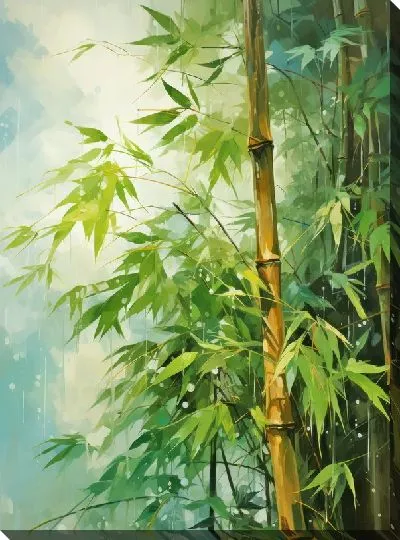 Картина маслом Бамбук в стиле арт №4