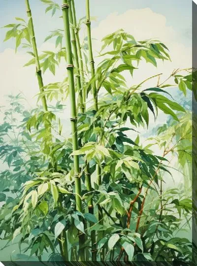 Картина маслом Бамбук в стиле арт №5
