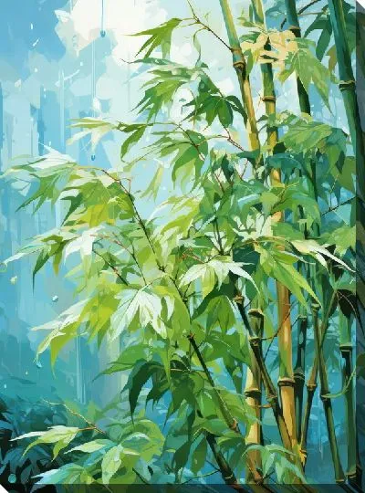 Картина маслом Бамбук в стиле арт №9