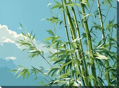 Картина маслом Бамбук в стиле арт №11