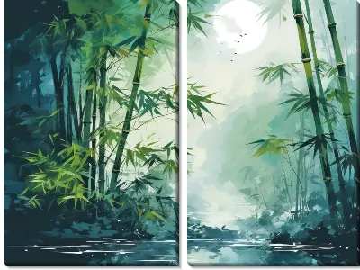 Модульная картина Бамбук в стиле арт №13