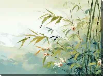 Картина маслом Бамбук в стиле арт №14