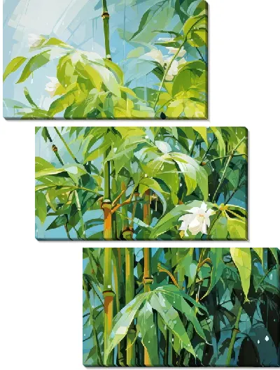 Модульная картина Бамбук в стиле арт №15