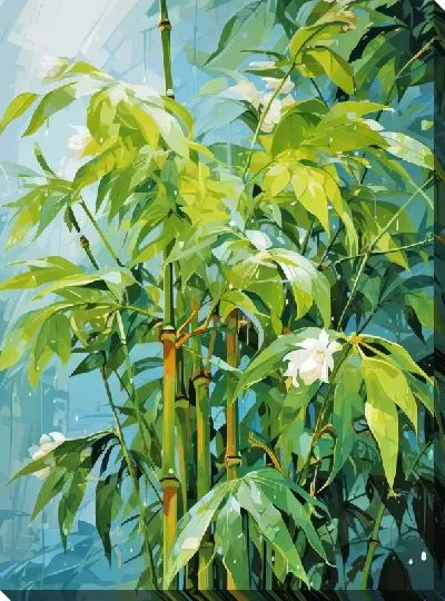 Картина маслом Бамбук в стиле арт №15