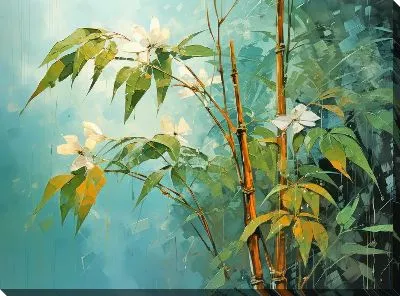 Картина маслом Бамбук в стиле арт №16