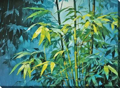 Картина маслом Бамбук в стиле арт №19