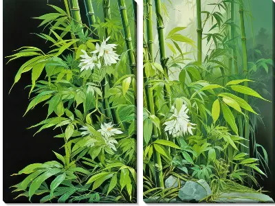 Модульная картина Бамбук в стиле арт №20