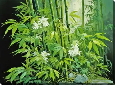 Картина маслом Бамбук в стиле арт №20