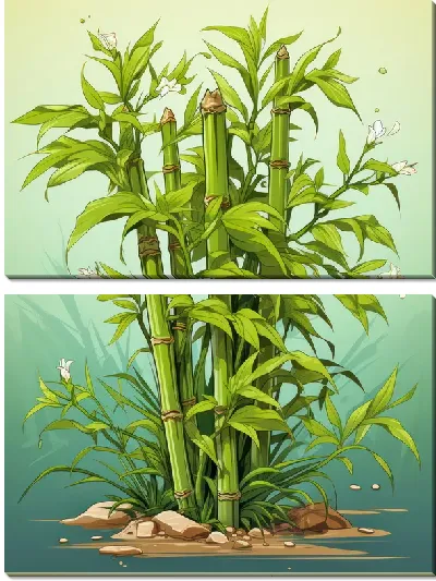 Модульная картина Бамбук в стиле арт №22