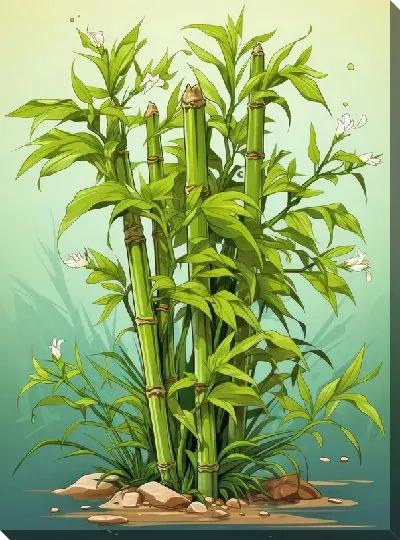 Картина маслом Бамбук в стиле арт №22