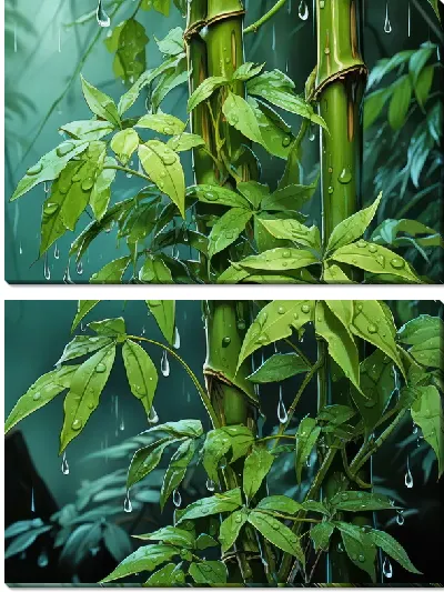 Модульная картина Бамбук в стиле арт №25