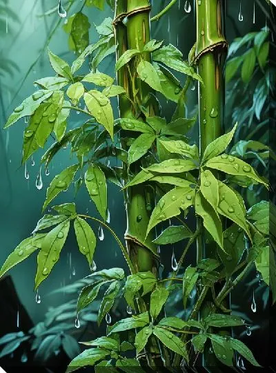 Картина маслом Бамбук в стиле арт №25