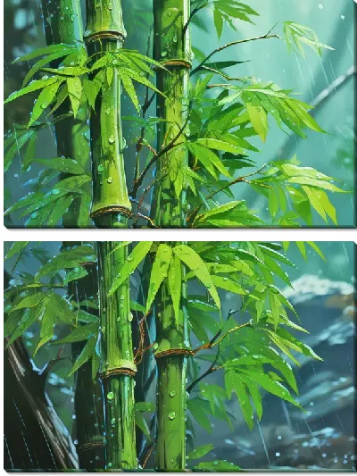 Модульная картина Бамбук в стиле арт №26