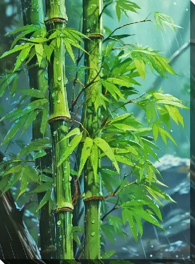 Картина маслом Бамбук в стиле арт №26