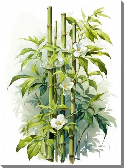 Картина маслом Бамбук в стиле арт №28