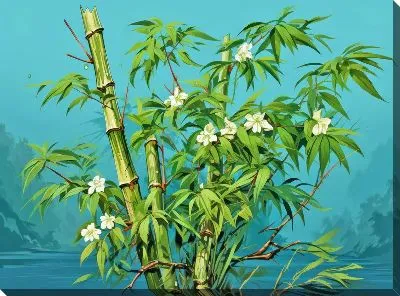 Картина маслом Бамбук в стиле арт №31