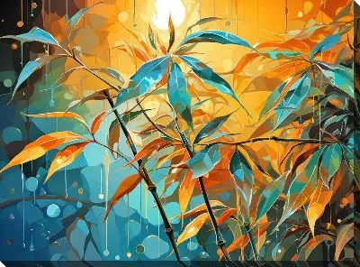 Картина маслом Бамбук в стиле арт №34