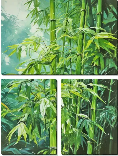 Модульная картина Бамбук в стиле арт №36