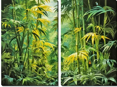 Модульная картина Бамбук в стиле арт №37