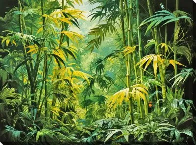 Картина маслом Бамбук в стиле арт №37