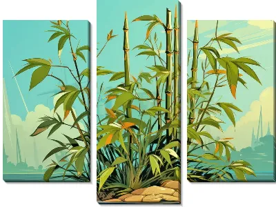 Модульная картина Бамбук в стиле арт №38